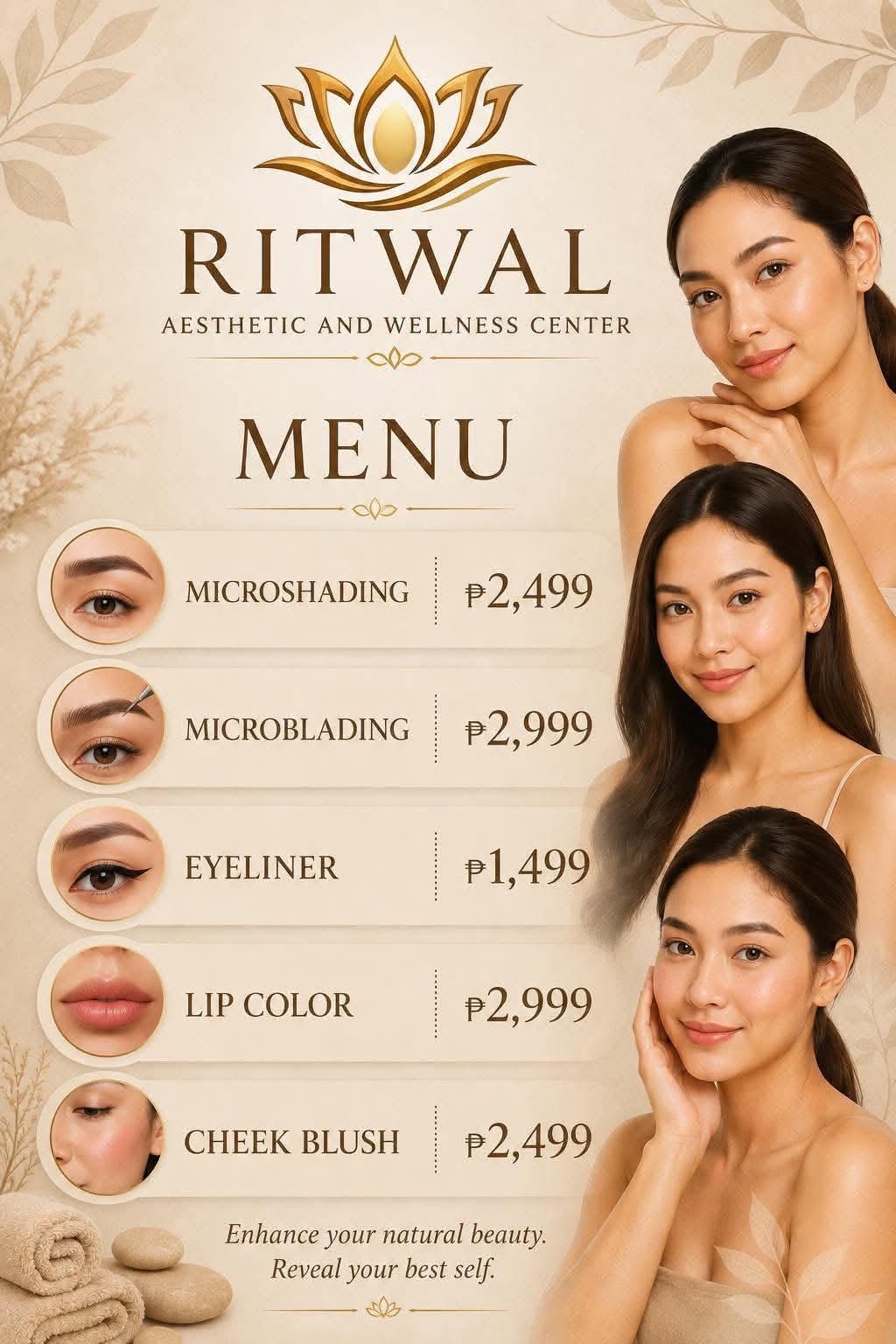 Ritwal aesthetic services menu