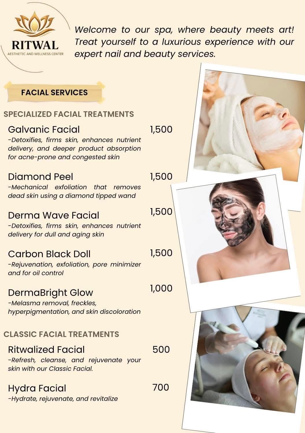 Classic facial care menu