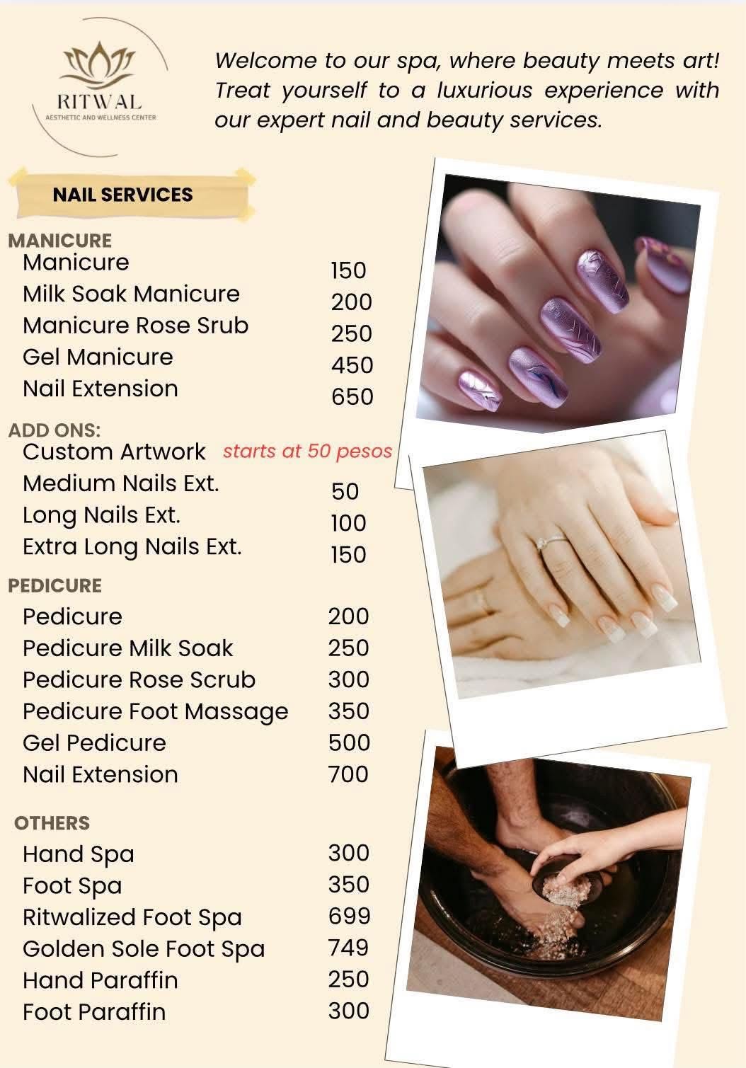 Massage therapy menu